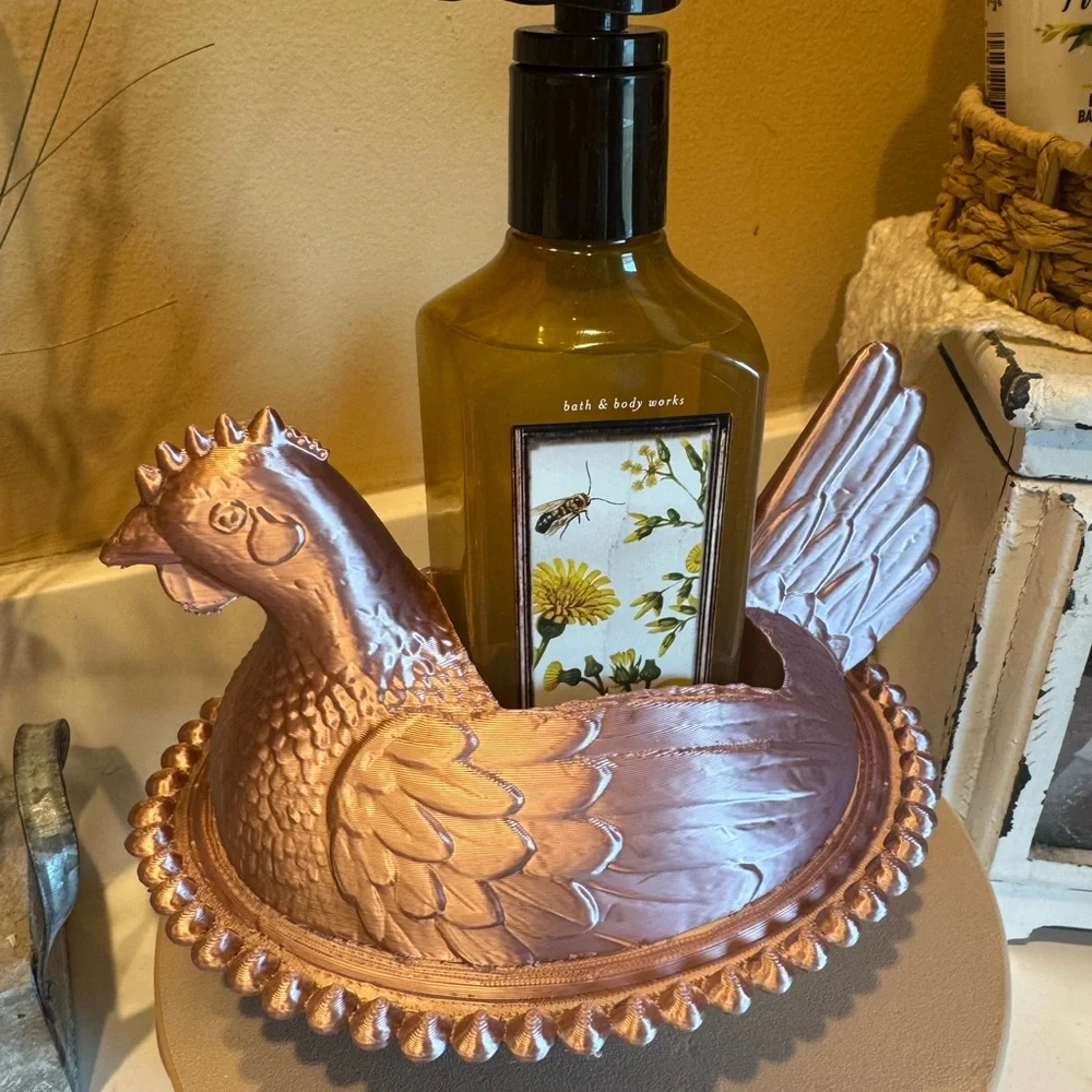Hen on nest bath and body hand soap holder- 3d printed